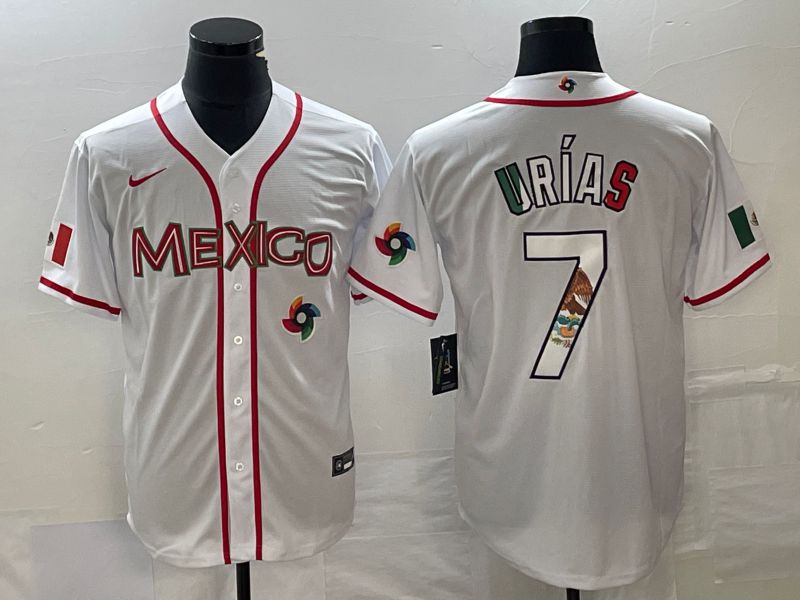 Men 2023 World Cub Mexico #7 Urias White Nike MLB Jersey79